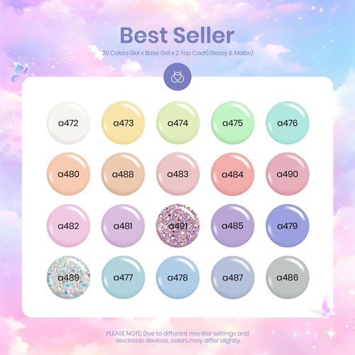 beetles Gel Polish Set - 23Pcs Macaroon Color Gel Nail Kit with Glossy Matte Top Coat Base Coat Yellow Pink White Purple Blue Glitter Bright Uv Nails Paradise Pastel Gel Spring Gifts for Women