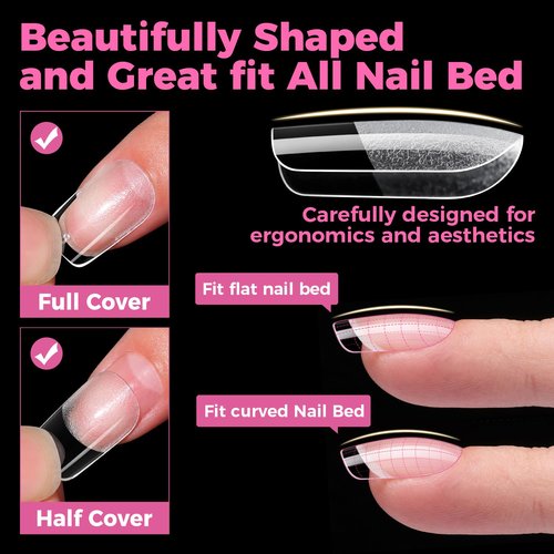 UNA GELLA Gel Nail Tips Square Short, 15 Sizes Short Square Press on Nails Pre Etched 300pcs Soft Gel Fake Nails Full Cover For Nail Extension Home DIY Salon for Flat & Curved Nail Beds