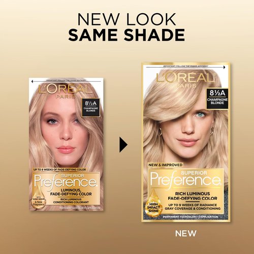 L'Oreal Paris Hair Color - Superior Preference Fade-Defying Dye for 9 Weeks of Radiance | Champagne Blonde 8.5A