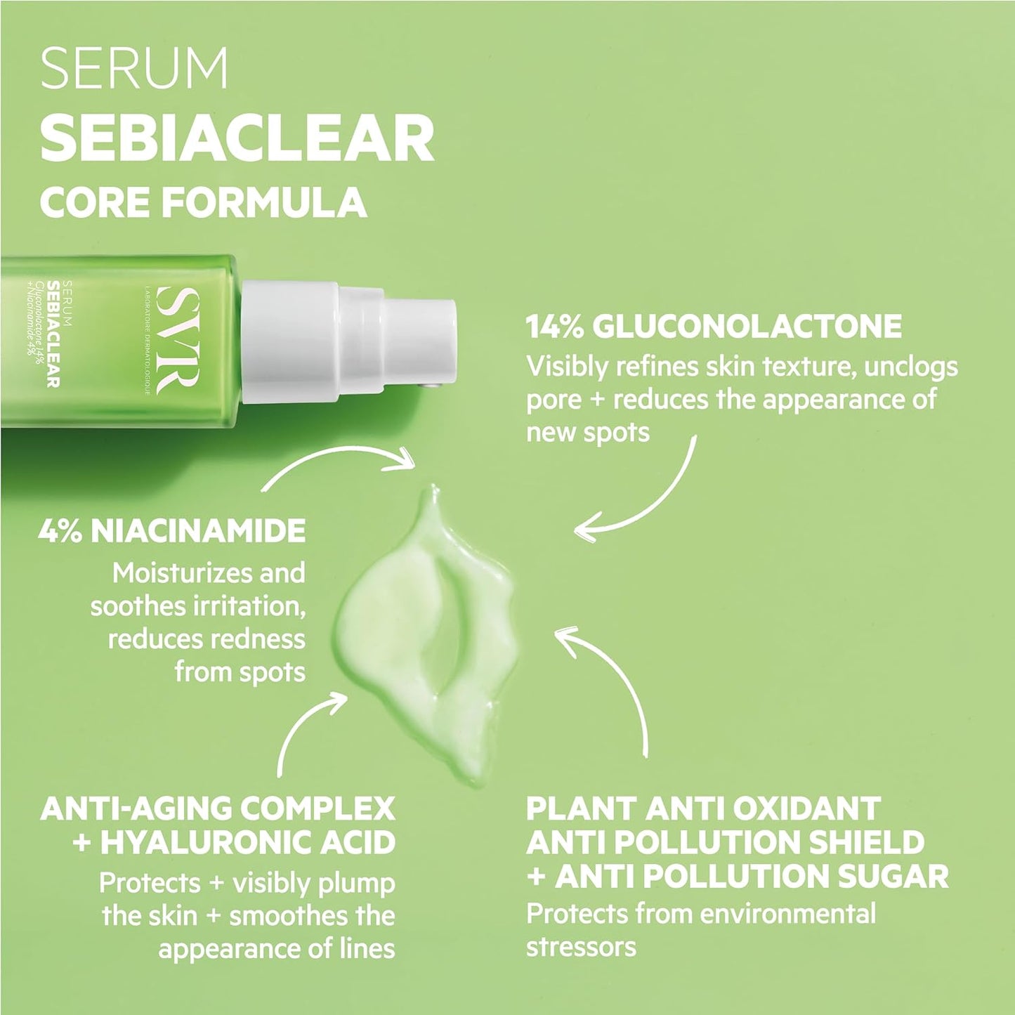 SVR Sebiaclear Face Serum - Retinol Alternative with Niacinamide & Hyaluronic Acid for Oily Skin | 1 fl. oz.