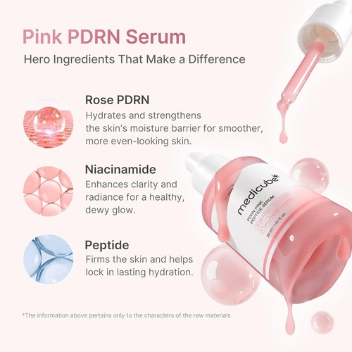 Medicube PDRN Pink Peptide Serum - Vegan Glow Serum with Peptides & Niacinamide for Hydration | 1.01 fl. oz.