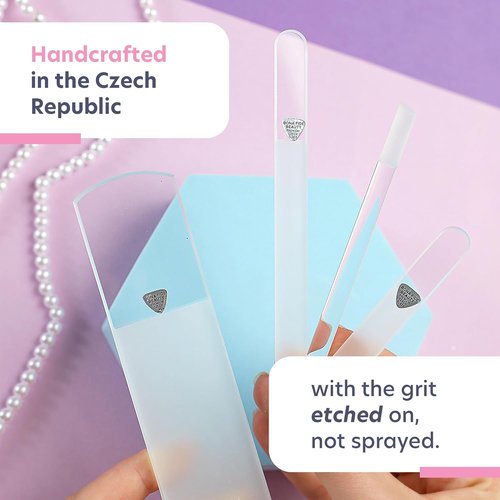 Bona Fide Beauty Nail Kit - Handmade Czech Glass | 4PC Gift Set for Teenage Girls in Clear Color
