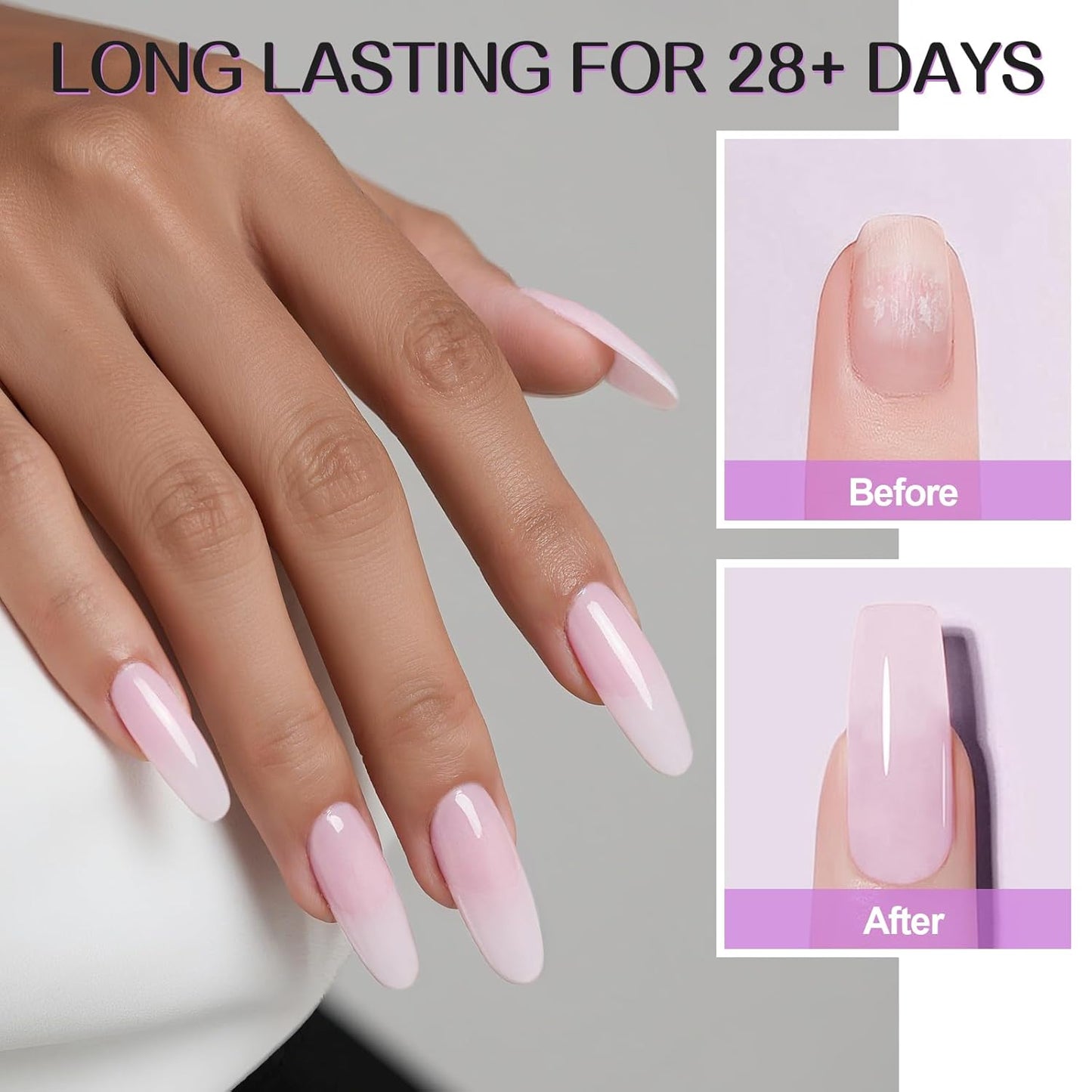 TOROKOM Pink Acrylic Powder - Self-Leveling Dip Powder for Nails | Long-Lasting, 120g/4.23oz