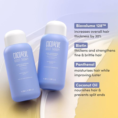 Coco & Eve Boost Therapy Hair Volumizing Shampoo - Strengthens & Thickens Thinning Hair | 9.47 fl oz