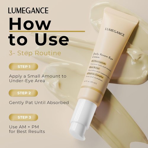 Lumegance Daily Renew Eye Cream - 5% Niacinamide & 5-Peptide Complex for Dark Circles | 30ml Hydrating Formula