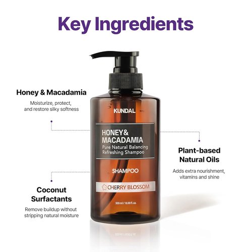 KUNDAL Honey & Macadamia Shampoo - Damage Repair & Nourishing Formula | 16.9 fl oz (Cherry Blossom)