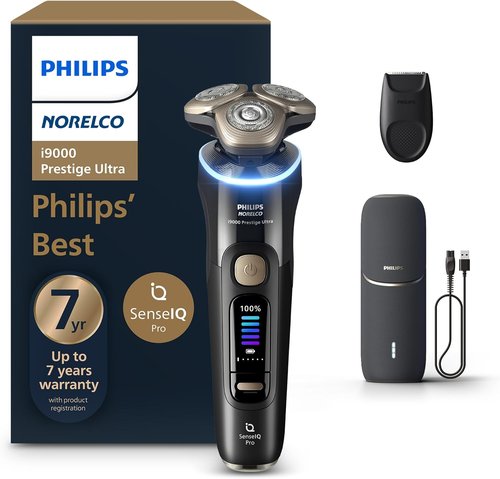 Philips Norelco Shaver i9000 Prestige - Wet & Dry Electric Shaver with SenseIQ Pro Tech | Ink Black, 5 Modes