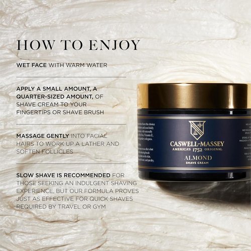 Caswell-Massey Almond Shave Cream - Natural Men’s Shaving Cream for Smooth Shaving | 8 Fl Oz, USA Made
