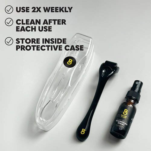 The Beard Club Derma Roller for Face, Body and Scalp - Microneedling for Men and Women with 540 Titanium Microneedles - Beard Roller & Micro Needling Scalp Hair - Black