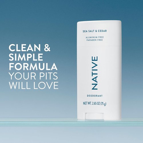 Native Deodorant - Aluminum-Free Sea Salt & Cedar | 72-Hour Odor Control for Men & Women - 2.65oz