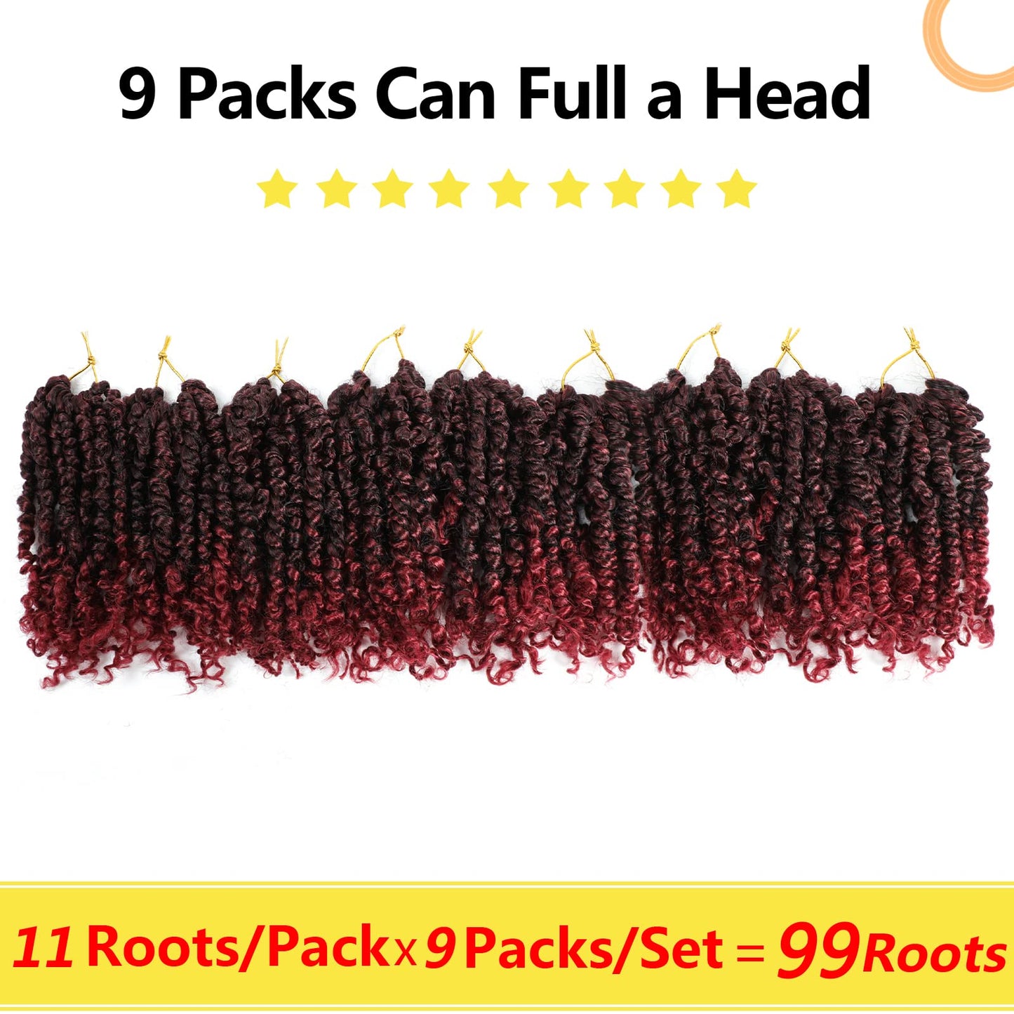 Fulcrum Passion Twist Crochet Hair 8 Inch, 9 Packs Pre Looped Passion Twist Hair, Pre-Twisted Passion Twist Crochet Hair For Black Women (8Inch (Pack of 9), TBUG#)