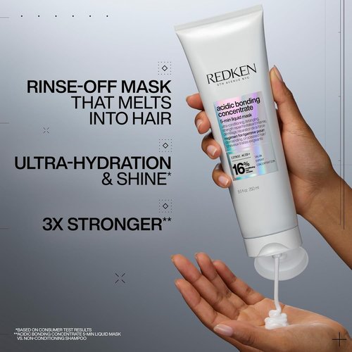 Redken Acidic Bonding Concentrate Hair Mask - Hydrating 5-Minute Liquid Mask for Dry, Damaged Hair