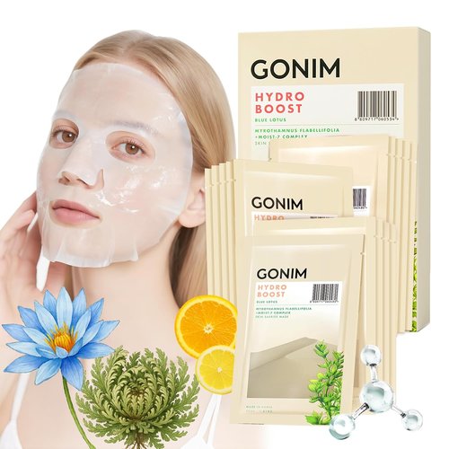 GONIM Korean Face Mask - Hydrating Sheet Mask with Hyaluronic Acid & Collagen | 15 Sheets