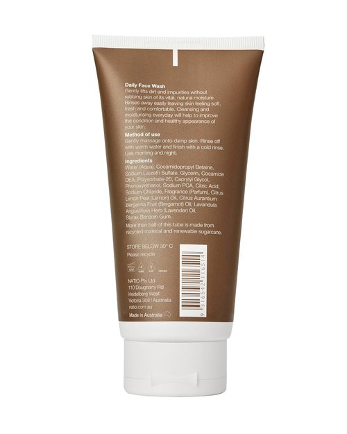 Natio Australia For Men Daily Face Wash - Gentle Facial Cleanser with Lemon & Lavender | 5.2 oz