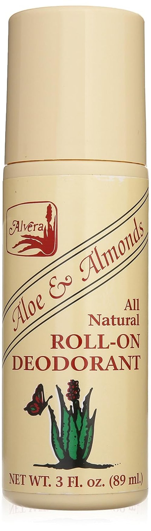 Alvera All Natural Roll-On Deodorant - Aloe & Almonds, 3 Oz for Long-Lasting Freshness