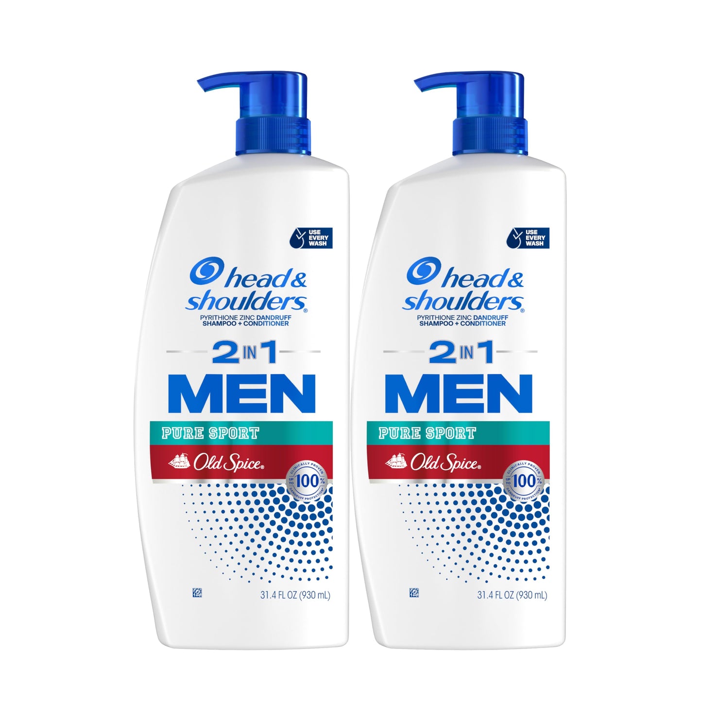 Head & Shoulders 2-in-1 Dandruff Shampoo and Conditioner Set, Clinically Proven Dandruff & Itch Relief, Lemon-Lime Scent of Old Spice Pure Sport, Nourish Scalp & Hair, 31.4 Fl Oz Each, 2 Pack
