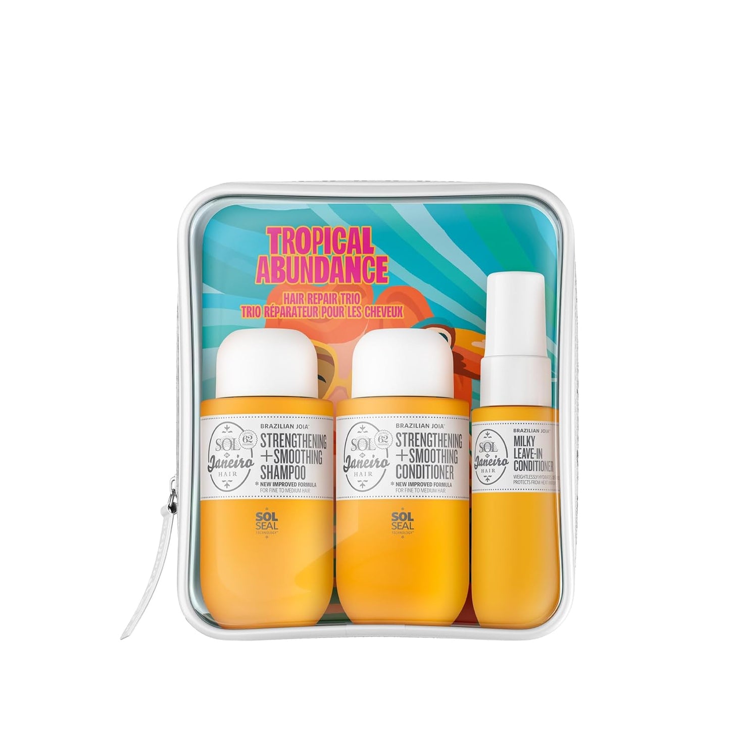 Sol de Janeiro Tropical Abundance Hair Repair Trio Travel Set - Sulfate Free Shampoo & Conditioner | TSA Friendly