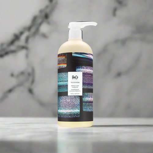 R+Co TELEVISION Perfect Hair Shampoo – Retail Liter Hydrating & Smoothing Hair Cleanser, Adds Shine & Softness, All Hair Types