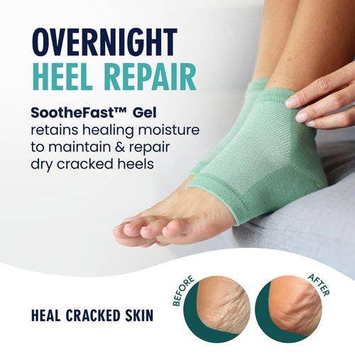 Dr. Frederick's Moisturizing Heel Socks - Olive Oil & Vitamin E Infused for Dry Cracked Heels - 2 Pairs - Green Aloe
