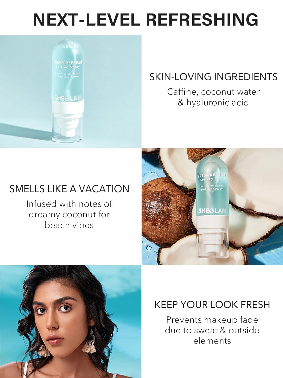 SheGlam Press Refresh Setting Spray - Moisturizing, Long-Lasting Oil Control | Non-Greasy Green