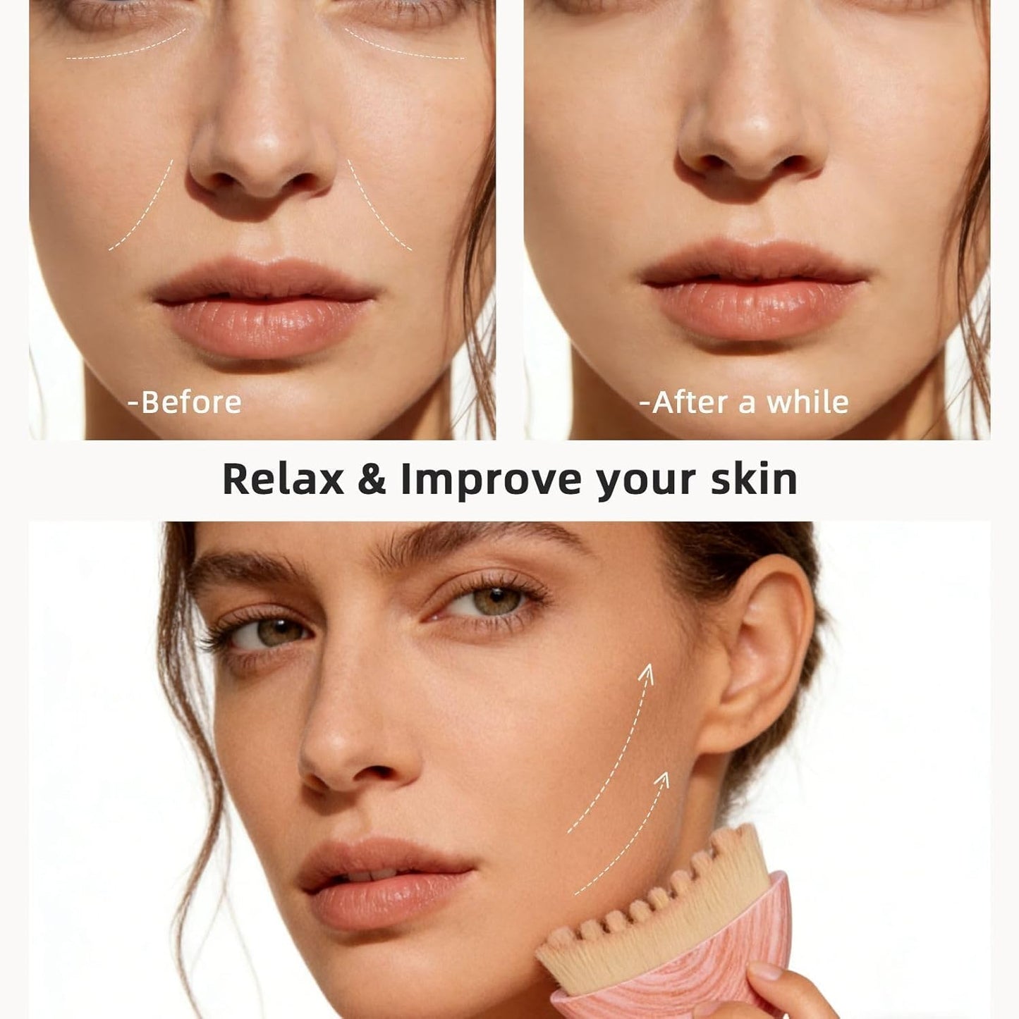 Skiennix Lymphatic Face Brush - 2-in-1 Manual Massager for Drainage & Cleansing | Soft Bristles for Contouring & Anti-Puffiness