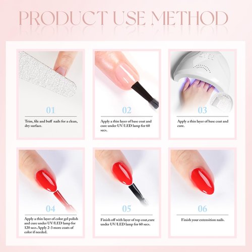 Double Rhythm 15ML Gel Nail Polish Pure Sheer Same Color Same Bottle Soak Off Gel Polish Art Manicure Salon DIY at Home for Women (Pink-A1116)