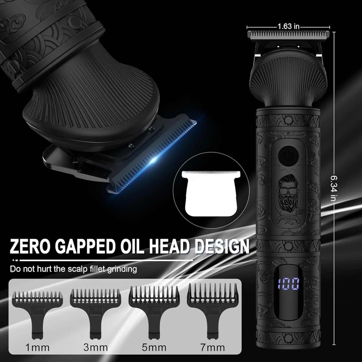 Scttomon Beard Trimmer for Men - Professional 7-in-1 Grooming Kit | Cordless T-Blade Electric Shaver in Black