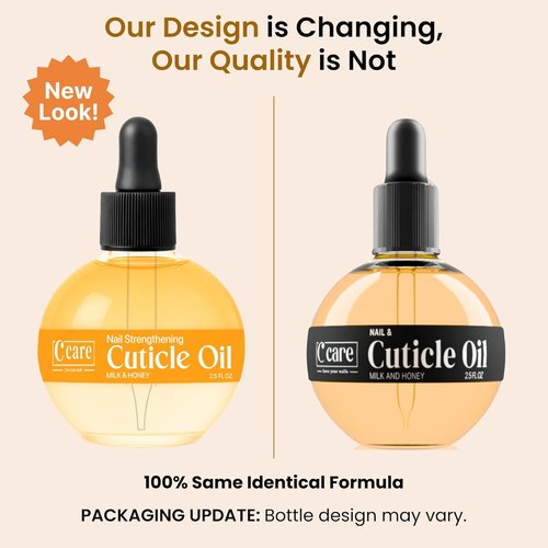 C CARE Cuticle Oil - Milk & Honey Nail Oil for Repairing, Moisturizing & Strengthening - 2.5 oz Bottle with Dropper & Brush