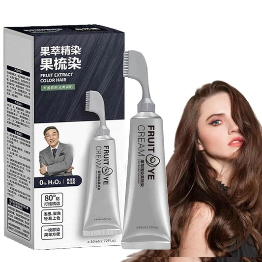Skiennix Black Fruit Hair Dye Cream - Natural Grey Coverage for Men & Women | Dark Brown Shade