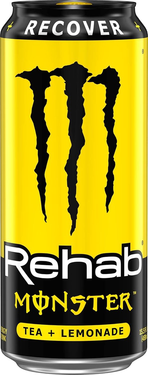 Monster Rehab Tea - Lemonade Energy Drink, 15.5 Ounce Cans | Refreshing Energy Iced Tea, Pack of 15
