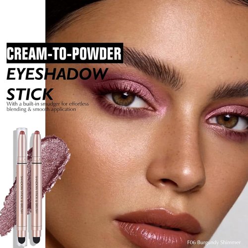 Regine Switzerland Burgundy Cream Eyeshadow Stick - Dual-Ended Long-Lasting Shimmer Pencil | Crease-Proof & Easily Blendable