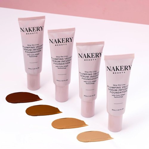 Nakery Full Coverage Foundation for Women - Plumping Velvet Matte Finish | Age-Defying & Moisturizing, Medium Deep