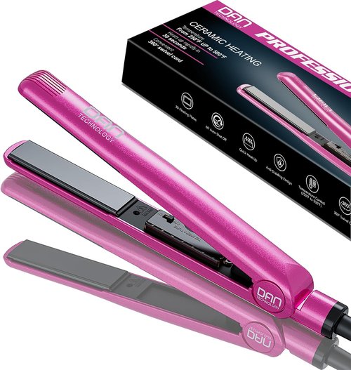 Dan Technology 2-in-1 Ceramic Flat Iron - Professional Straightener with Adjustable Temperature for Black Hair