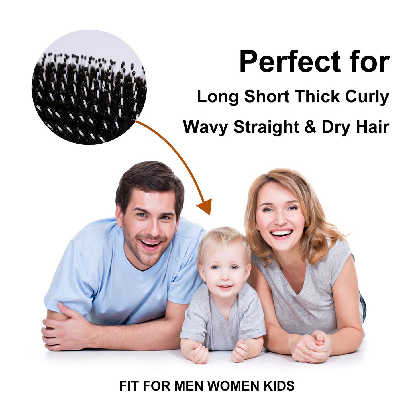 Skiennix Mini Boar Bristle Hair Brush - Detangles & Adds Shine for All Hair Types | Travel-Friendly Design