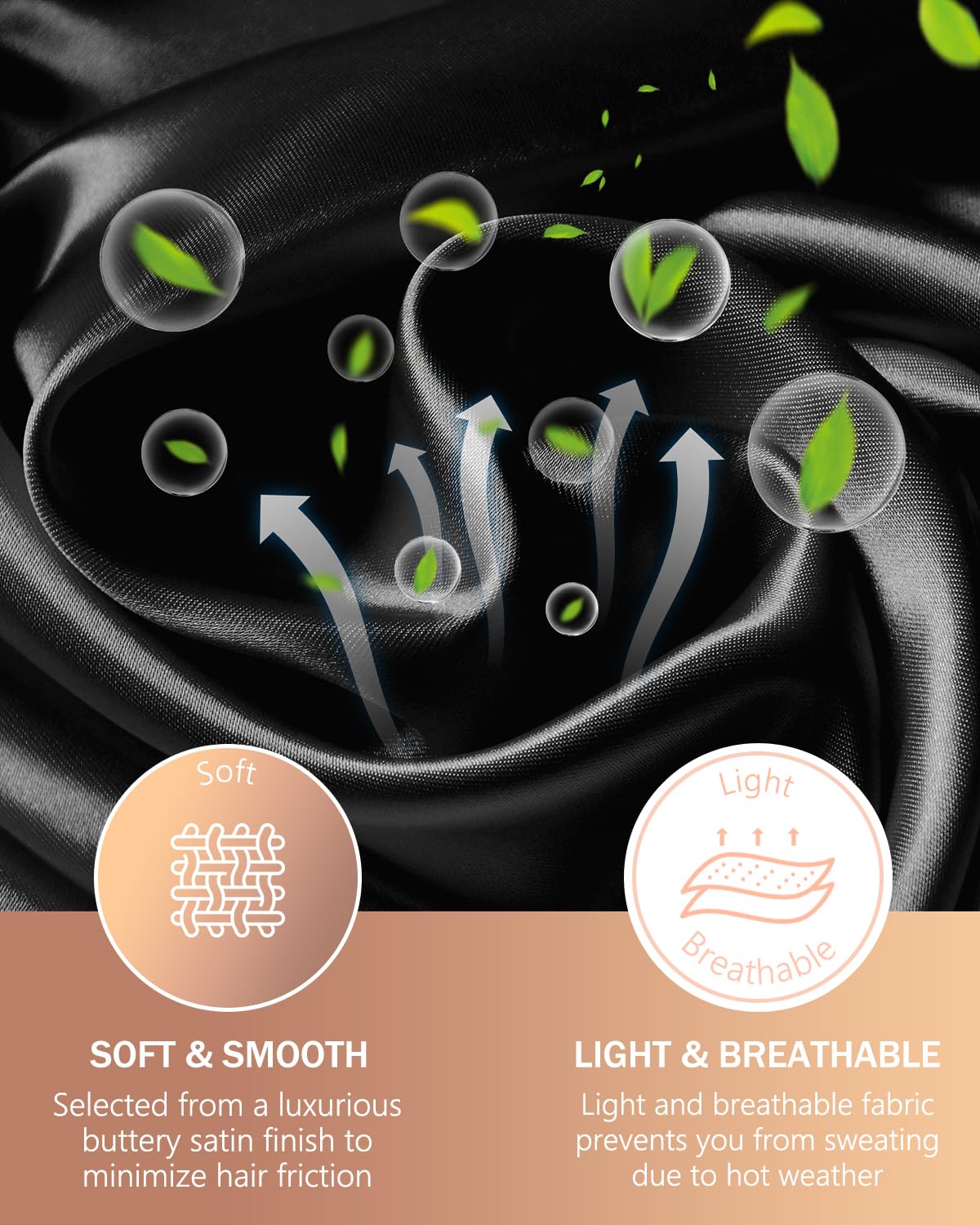 mikimini Satin Bonnet for Men and Women, Reversible Double Layer Sleeping Bonnet for Hair Braids with Anti-slip Adjustable Elastic Band Super Soft (XL, Black/Red)