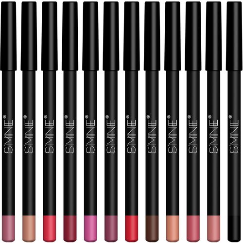 IS'MINE Matte Lip Liner Set - 12 High Pigmented Soft Pencils for Longwear Natural Lip Makeup