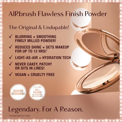 Charlotte Tilbury Airbrush Flawless Finish Setting Powder - Pore-Blurring Formula for Shine Control | Soft-Focus Effect