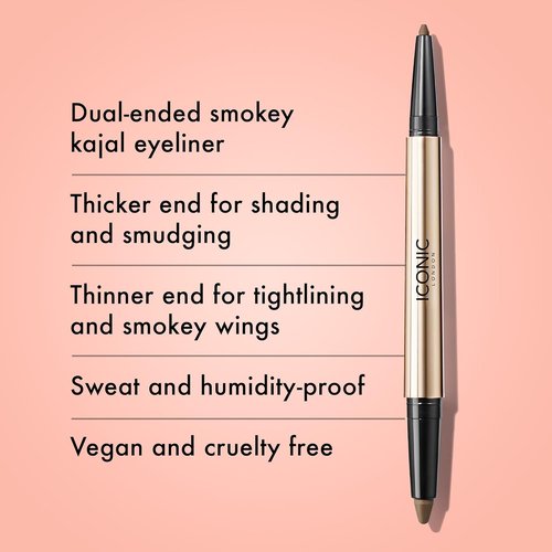 Iconic London Smokey Eye Duo Eyeliner - Creamy 2-in-1 Crayon, Water Resistant, Vegan Makeup