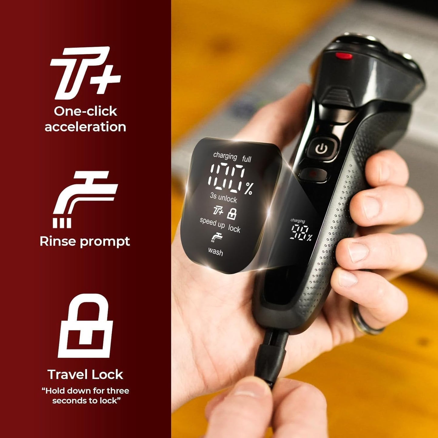 Skiennix Cordless Electric Razor - 3-in-1 Waterproof Shaver with Precision Blades | Turbo Speed Travel Kit