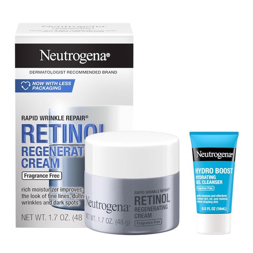Neutrogena Rapid Wrinkle Repair Face Moisturizer - Anti-Aging Retinol & Hyaluronic Acid, 1.7 oz | Free Hydro Boost Cleanser, 0.5 fl. oz