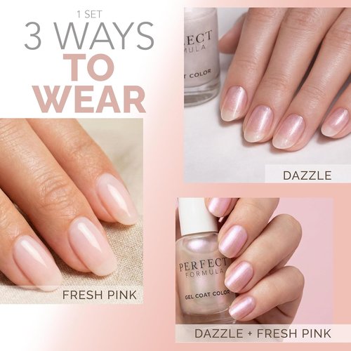 Perfect Formula Gel Coat Color Duo - Fresh Pink & Dazzle | Nail Strengthener & Keratin Repair Treatment, 2 Piece Set, 0.27 oz