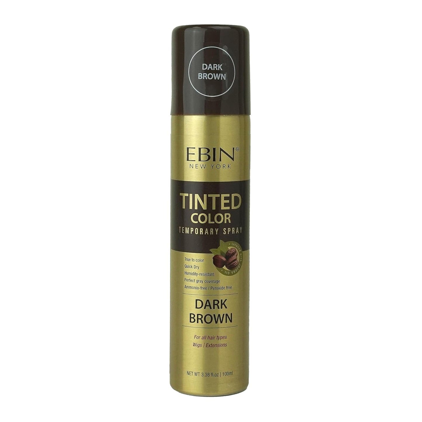Tinted Color Temporary Root Touch Up Hair Spray - Dark Brown | Quick Dry, Humidity-Resistant, Jojoba Oil Infused, 3.38oz