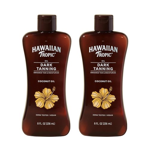 Hawaiian Tropic Dark Tanning Oil - Moisturizing Cocoa Butter Body Oil | 8 Fl Oz Twin Pack