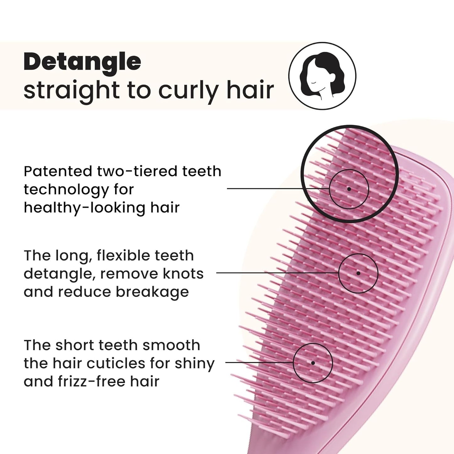Tangle Teezer Ultimate Detangler Brush - Eliminate Knots & Reduce Breakage for Wet & Dry Hair | Rosebud Color