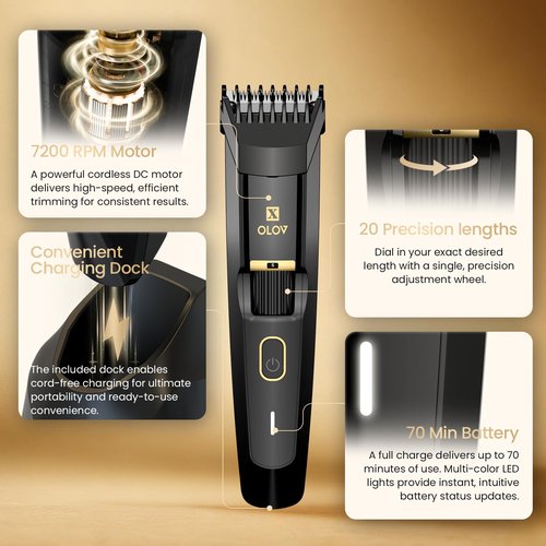 OLOV X Men's Beard Trimmer - All-in-One Trimmer with Precision Dial