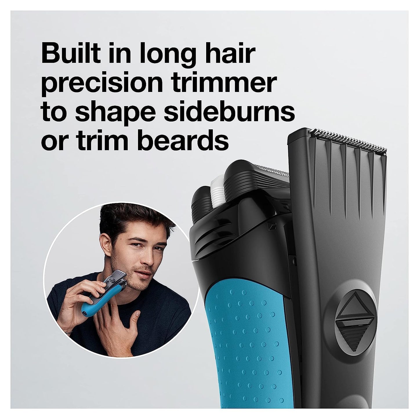 Braun Electric Series 3 Razor - Rechargeable Wet & Dry Foil Shaver with Precision Trimmer | Blue/Black, 4 Piece
