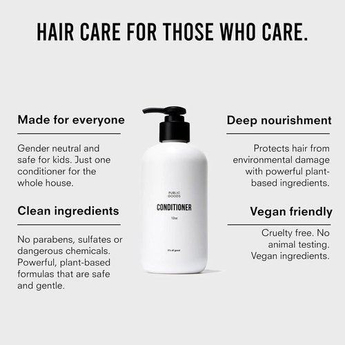 Public Goods Conditioner - Natural Moisturizing Formula for Dry Hair | Organic Essential Oils | 12 Fl Oz