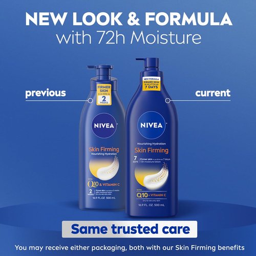 NIVEA Nourishing Hydration Body Lotion - Firming Q10 & Vitamin C, 16.9 Fl Oz Pump for Dry Skin