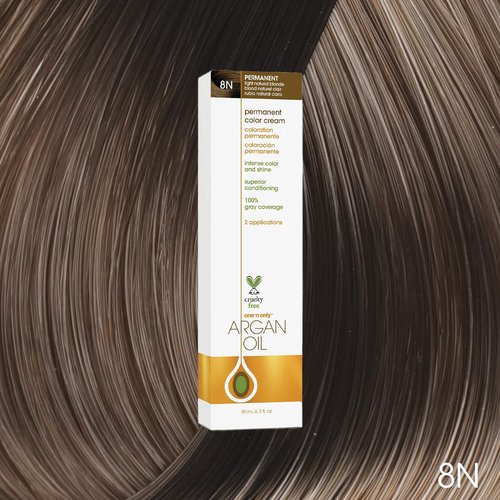 One N' Only Permanent Hair Color - Argan Oil Infused Hair Dye for Rich Gray Coverage - 8N Light Natural Blonde (3 oz)