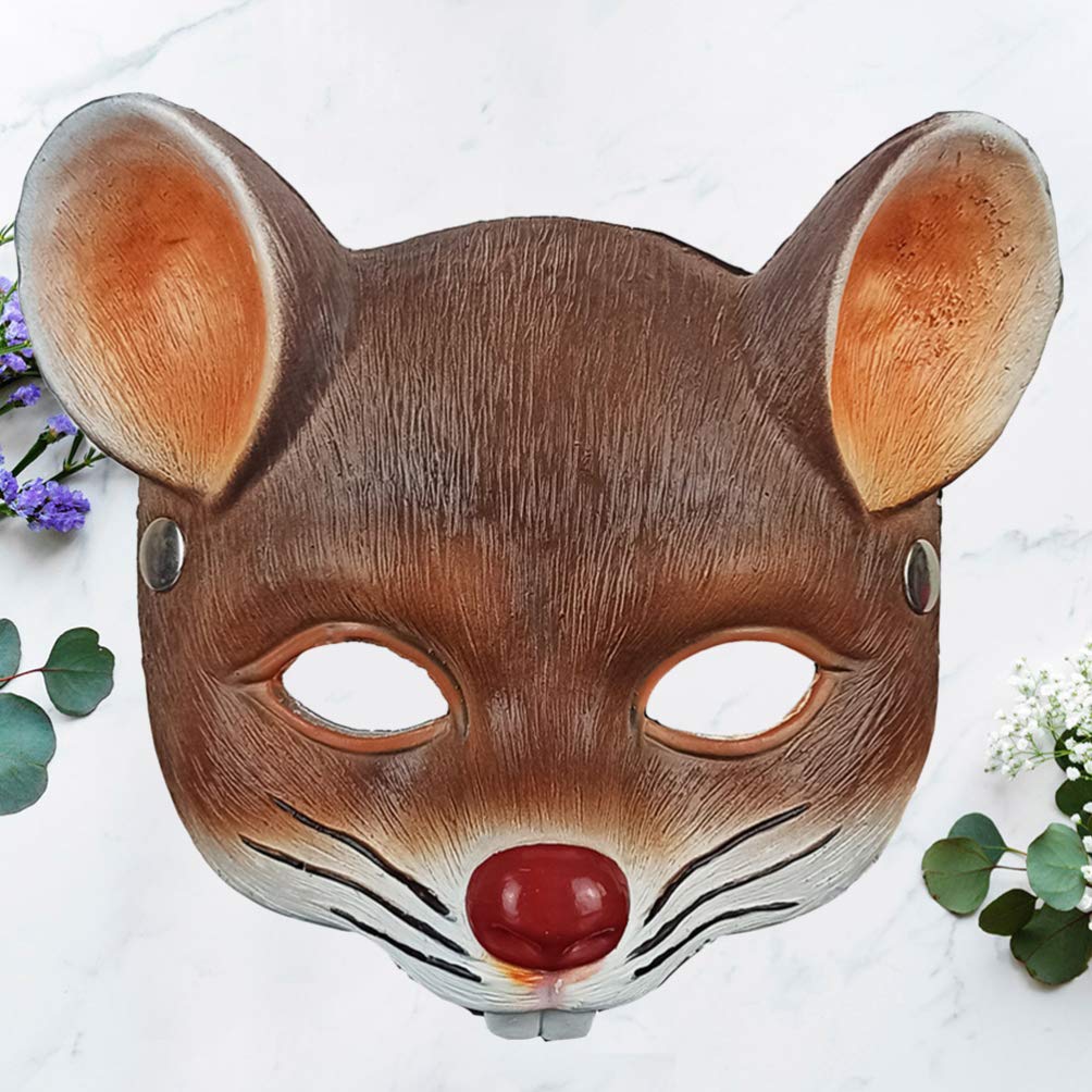 NOLITOY Rat Head Masks Animal Mouse Masks for Halloween Costume Party Props Brown